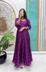 2NEW ARRIVAL SPACE SILK SEQUENCE EMBROIDERY WORK GOWN WITH DUPATTA FESTIVE WEAR WHOLESALE PRICE ETHNIC GARMENT (7)