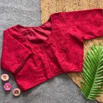 DESIGNER COTTON HAKOBA THREAD WORK STITCHED BLOUSE RED