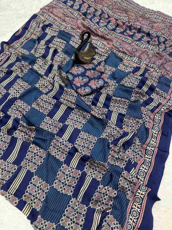 DESIGNER GAJI SOFT SILK BANDHEJ WORK SAREE WITH UNSTITCHED BLOUSE BLUE