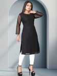 FANCY GEORGETTE 1000 BUTTI ONLY KURTI BLACK