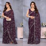 3FANCY JIMMY CHOO EMBROIDERY WORK SAREE WITH UNSTITCHED BLOUSE PARTY WEAR WHOLESALE PRICE ETHNIC GARMENT (9)