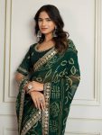 3LATEST GEORGETTE RAJWADI BANDHEJ PRINT WITH EMBROIDERY WORK SAREE WITH UNSTITCHED BLOUSE FUNCTIONAL WEAR WHOLESALE PRICE ETHNIC GARMENT (19)