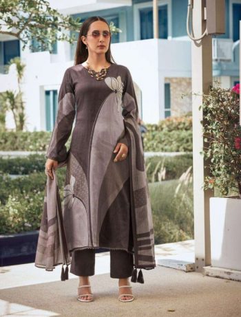 MOST PICKED POLY RAYON DIGITAL PRINT WORK TOP BOTTOM WITH DUPATTA BROWN