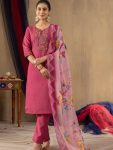 MOST PICKED ROMAN SILK MULTI EMBROIDERY THREAD, WITH HAND WORK TOP BOTTOM WITH DUPATTA PINK