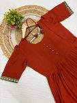 3MOST PICKED VICHITRA SILK JACQUARD WORK ANARKALI TOP WITH DUPATTA FESTIVE WEAR WHOLESALE PRICE ETHNIC GARMENT (5)