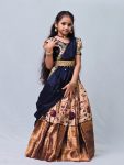 NEW ARRIVAL LICHI SILK ZARI WEAVING WORK WITH CONTRAST HEAVY ZARI BORDER KID'S LEHENGA CHOLI WITH DUPATTA BLUE