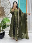3NEW ARRIVAL SPACE SILK SEQUENCE EMBROIDERY WORK GOWN WITH DUPATTA FESTIVE WEAR WHOLESALE PRICE ETHNIC GARMENT (10)