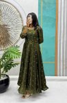 3NEW ARRIVAL SPACE SILK SEQUENCE EMBROIDERY WORK GOWN WITH DUPATTA FESTIVE WEAR WHOLESALE PRICE ETHNIC GARMENT (10)
