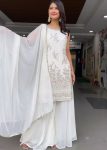 RICH LOOK GEORGETTE EMBROIDERY SEQUENCE WORK TOP PALAZZO WITH DUPATTA WHITE