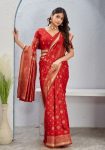 3RICH LOOK LICHI SILK JACQUARD WORK SAREE WITH UNSTITCHED BLOUSE FESTIVE WEAR WHOLESALE PRICE ETHNIC GARMENT (19)