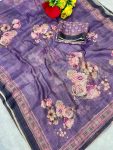 3RICH LOOK LINEN FLORAL DIGITAL WITH FOIL PRINT WORK SAREE WITH UNSTITCHED BLOUSE DAILY WEAR WHOLESALE PRICE ETHNIC GARMENT (7)