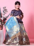 ATTRACTIVE JACQUARD WEAVING DESIGN WORK LEHENGA CHOLI WITH DUPATTA BLUE