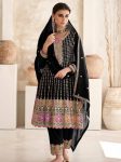 4DESIGNER CHINON SEQUENCE & CODING EMBROIDERY WORK TOP BOTTOM WITH DUPATTA WEDDING WEAR WHOLESALE PRICE ETHNIC GARMENT (3)