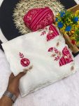 4DESIGNER CRUNCHY CHIFFON BANDHANI PATCH BUTTA WITH HANDWORK SAREE WITH UNSTITCHED BLOUSE WEDDING WEAR WHOLESALE PRICE ETHNIC GARMENT (6)