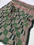 DESIGNER GAJI SOFT SILK BANDHEJ WORK SAREE WITH UNSTITCHED BLOUSE GREEN