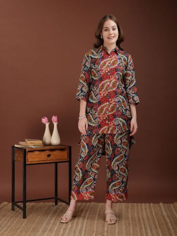 LATEST HEAVY RAYON PRINT WORK CO-ORD SET MULTI