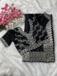 4MODERN JIMMY CHOO SILK SEQUENCE WITH ARC BORDER WORK SAREE WITH UNSTITCHED BLOUSE WEDDING WEAR WHOLESALE PRICE ETHNIC GARMENT (23)