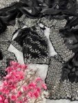MODERN JIMMY CHOO SILK SEQUENCE WITH ARC BORDER WORK SAREE WITH STITCHED BLOUSE BLACK