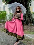 MOST PICKED VICHITRA SILK JACQUARD WORK ANARKALI TOP WITH DUPATTA BABY PINK