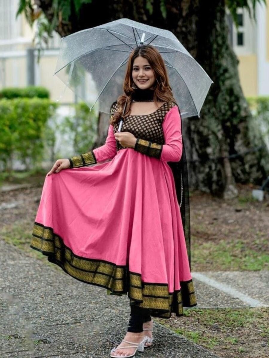 4MOST PICKED VICHITRA SILK JACQUARD WORK ANARKALI TOP WITH DUPATTA DAILY WEAR WHOLESALE PRICE ETHNIC GARMENT (5)