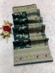 4NEW ARRIVAL BANARASI SILK FLOWERS AND MINA WITH ZARI WEAVING BORDER WORK SAREE WITH UNSTITCHED BLOUSE FESTIVE WEAR WHOLESALE PRICE ETHNIC GARMENT (14)