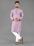 NEW ARRIVAL COTTON MATCHING VAL-MOTI BUTTA WORK MEN'S KURTA PAYJAMA LAVENDER