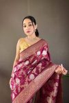 4NEW ARRIVAL LINEN SLUB WEAVING WORK SAREE WITH UNSTITCHED BLOUSE FESTIVE WEAR WHOLESALE PRICE ETHNIC GARMENT (21)