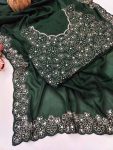 5DESIGNER GEORGETTE SILK EMBROIDERY AND REAL MIRROR AND DIAMOND HAND WORK SAREE WITH UNSTITCHED BLOUSE PARTY WEAR WHOLESALE PRICE ETHNIC GARMENT (16)