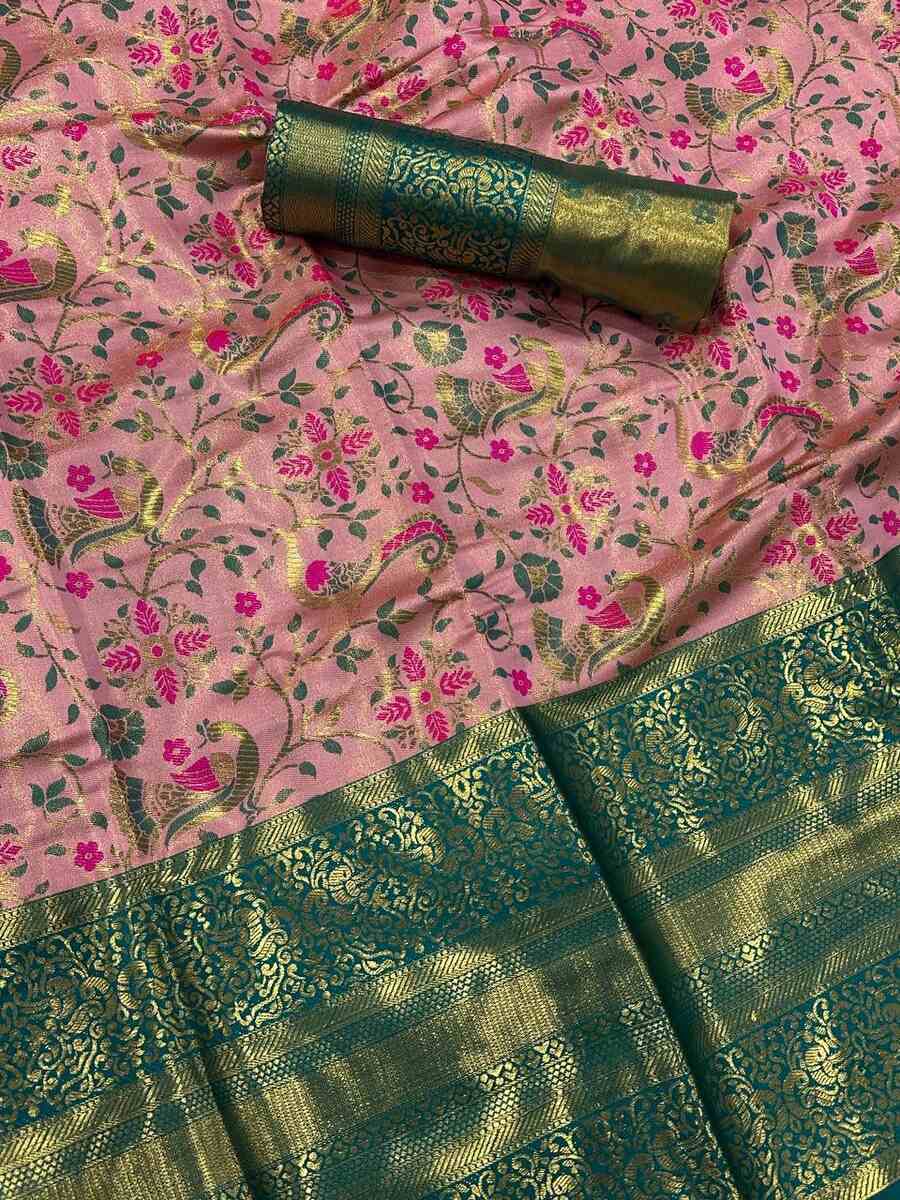 5NEW ARRIVAL KANJIVARAM SILK GOLD ZARI RICH WEAVING WORK SAREE WITH UNSTITCHED BLOUSE FESTIVE WEAR WHOLESALE PRICE ETHNIC GARMENT (18)
