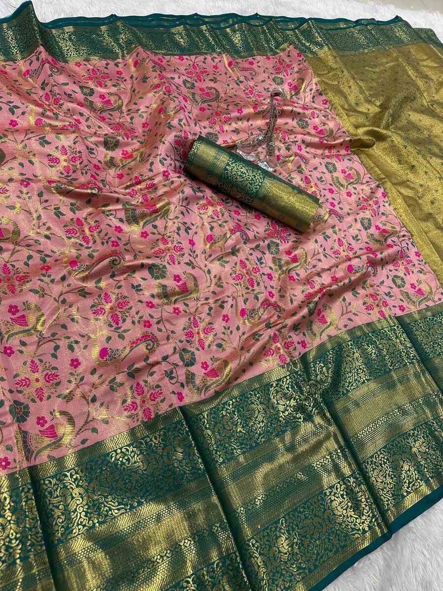 5NEW ARRIVAL KANJIVARAM SILK GOLD ZARI RICH WEAVING WORK SAREE WITH UNSTITCHED BLOUSE FESTIVE WEAR WHOLESALE PRICE ETHNIC GARMENT (19)