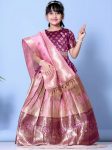 ATTRACTIVE JACQUARD WEAVING DESIGN WORK LEHENGA CHOLI WITH DUPATTA PINK