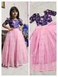 6DESIGNER GEORGETTE SILK EMBROIDERY SEQUENCE WORK WITH TOP FULL PRINTED WORK KID’S GOWN FESTIVE WEAR WHOLESALE PRICE ETHNIC GARMENT (6)