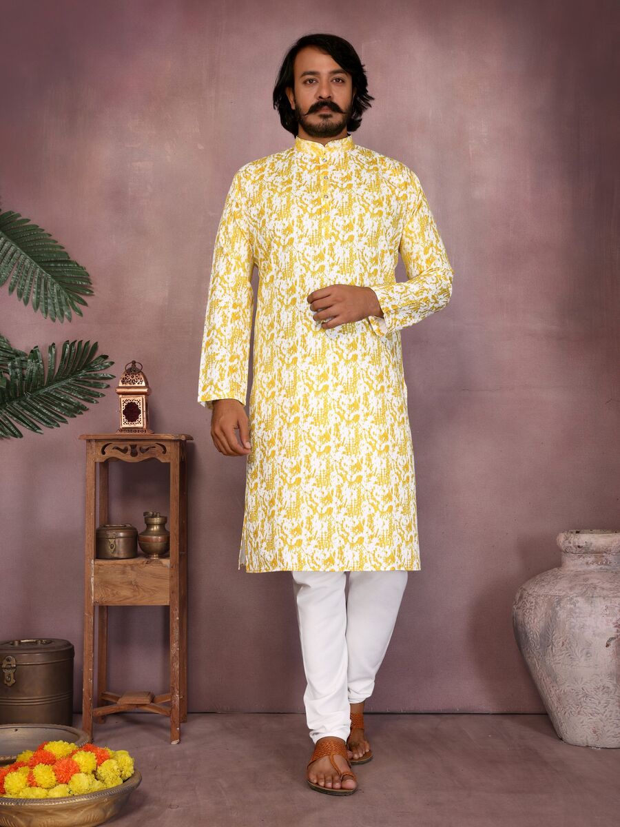 6LATEST COTTON SEQUENCE WORK AND PRINTED MEN'S KURTA PAYJAMA PARTY WEAR WHOLESALE PRICE ETHNIC GARMENT (48)