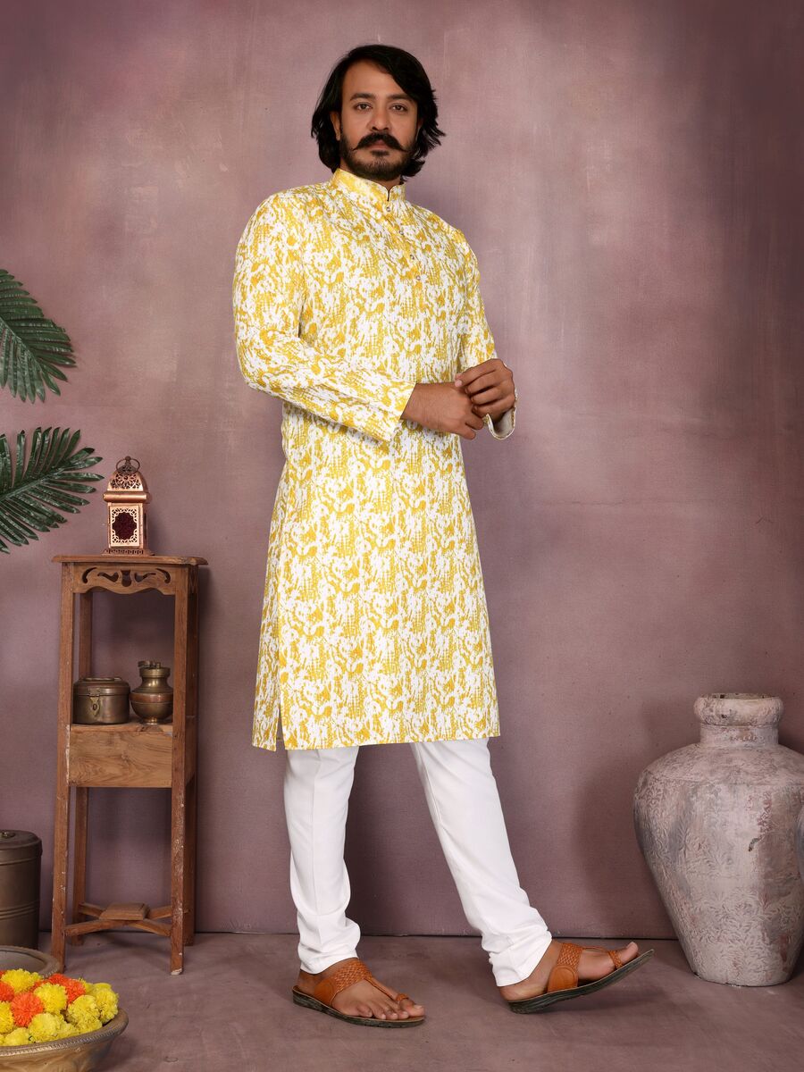 6LATEST COTTON SEQUENCE WORK AND PRINTED MEN'S KURTA PAYJAMA PARTY WEAR WHOLESALE PRICE ETHNIC GARMENT (51)