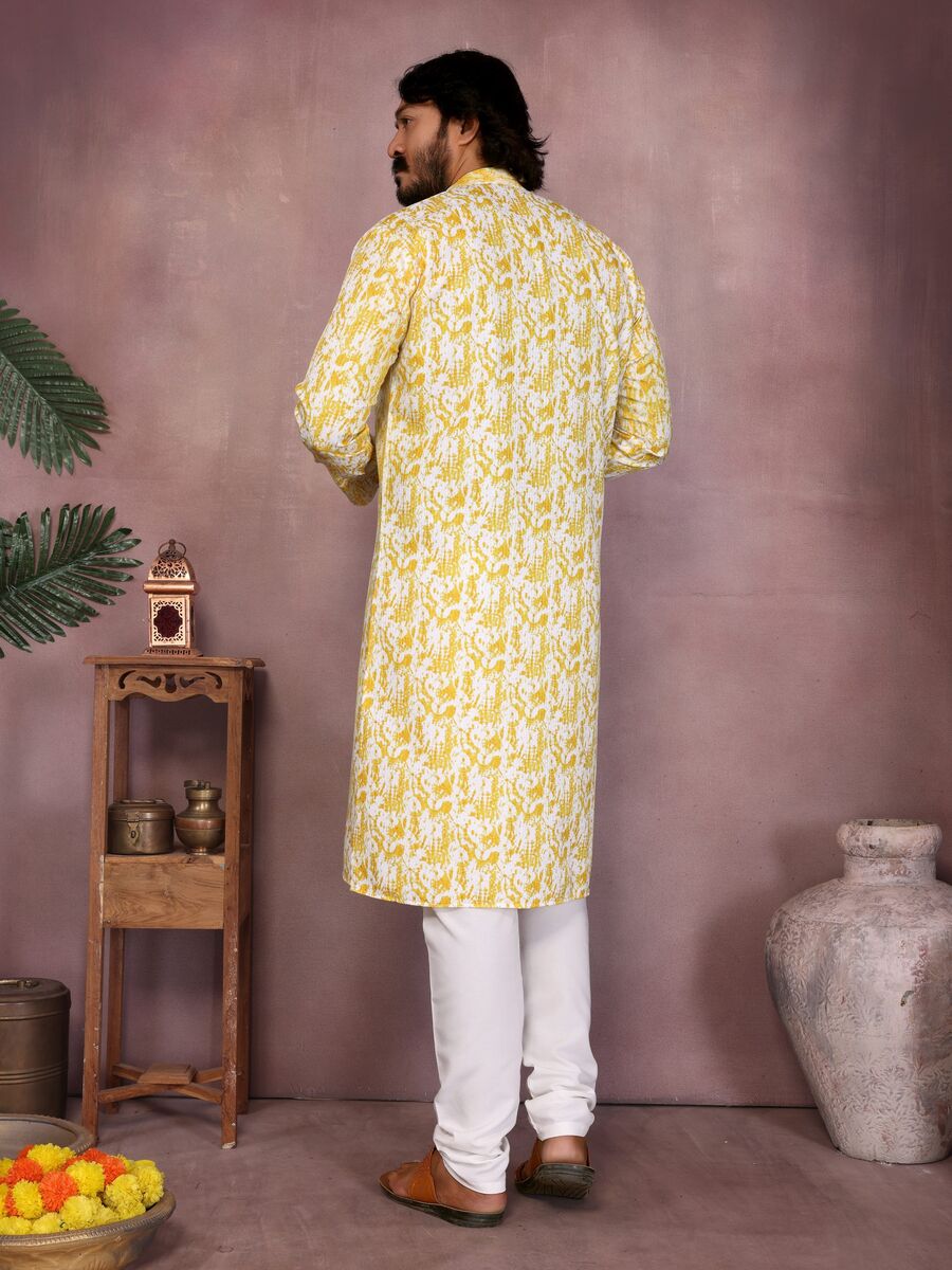 6LATEST COTTON SEQUENCE WORK AND PRINTED MEN'S KURTA PAYJAMA PARTY WEAR WHOLESALE PRICE ETHNIC GARMENT (52)