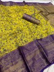NEW ARRIVAL KANJIVARAM SILK GOLD ZARI RICH WEAVING WORK SAREE WITH UNSTITCHED BLOUSE LEMON