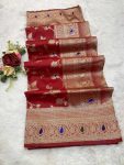 7NEW ARRIVAL BANARASI SILK FLOWERS AND MINA WITH ZARI WEAVING BORDER WORK SAREE WITH UNSTITCHED BLOUSE FESTIVE WEAR WHOLESALE PRICE ETHNIC GARMENT (5)