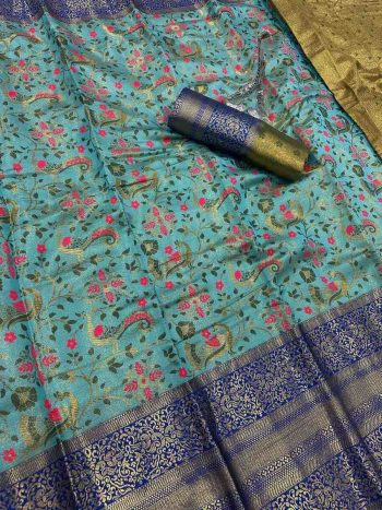NEW ARRIVAL KANJIVARAM SILK GOLD ZARI RICH WEAVING WORK SAREE WITH UNSTITCHED BLOUSE RAMA