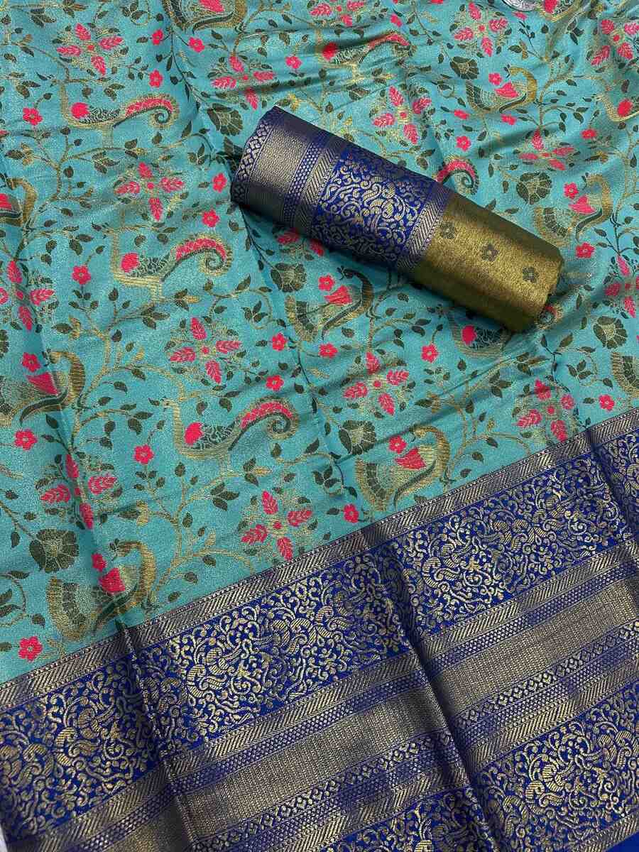 7NEW ARRIVAL KANJIVARAM SILK GOLD ZARI RICH WEAVING WORK SAREE WITH UNSTITCHED BLOUSE FESTIVE WEAR WHOLESALE PRICE ETHNIC GARMENT (23)