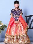 ATTRACTIVE JACQUARD WEAVING DESIGN WORK LEHENGA CHOLI WITH DUPATTA PEACH
