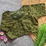 DESIGNER COTTON HAKOBA THREAD WORK STITCHED BLOUSE MEHNDI