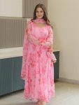@FASHIONABLE ORGANZA FLORAL PRINT WORK ANARKALI BOTTOM WITH DUPATTA FESTIVAL WEAR WHOLESALE PRICE ETHNIC GARMENT (8)
