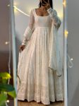 ATRACTIVE GEORGETTE SEQUENCE AND EMBROIDERY WORK GOWN BOTTOM WITH DUPATTA WHITE