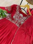 ATTRACTIVE AL CHINON EMBROIDERY WORK GOWN WITH DUPATTA PARTY WEAR WHOLESALE PRICE ETHNIC GARMENT (4)