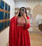 ATTRACTIVE AL CHINON EMBROIDERY WORK GOWN WITH DUPATTA PARTY WEAR WHOLESALE PRICE ETHNIC GARMENT (4)