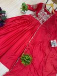 ATTRACTIVE AL CHINON EMBROIDERY WORK GOWN WITH DUPATTA PARTY WEAR WHOLESALE PRICE ETHNIC GARMENT (4)