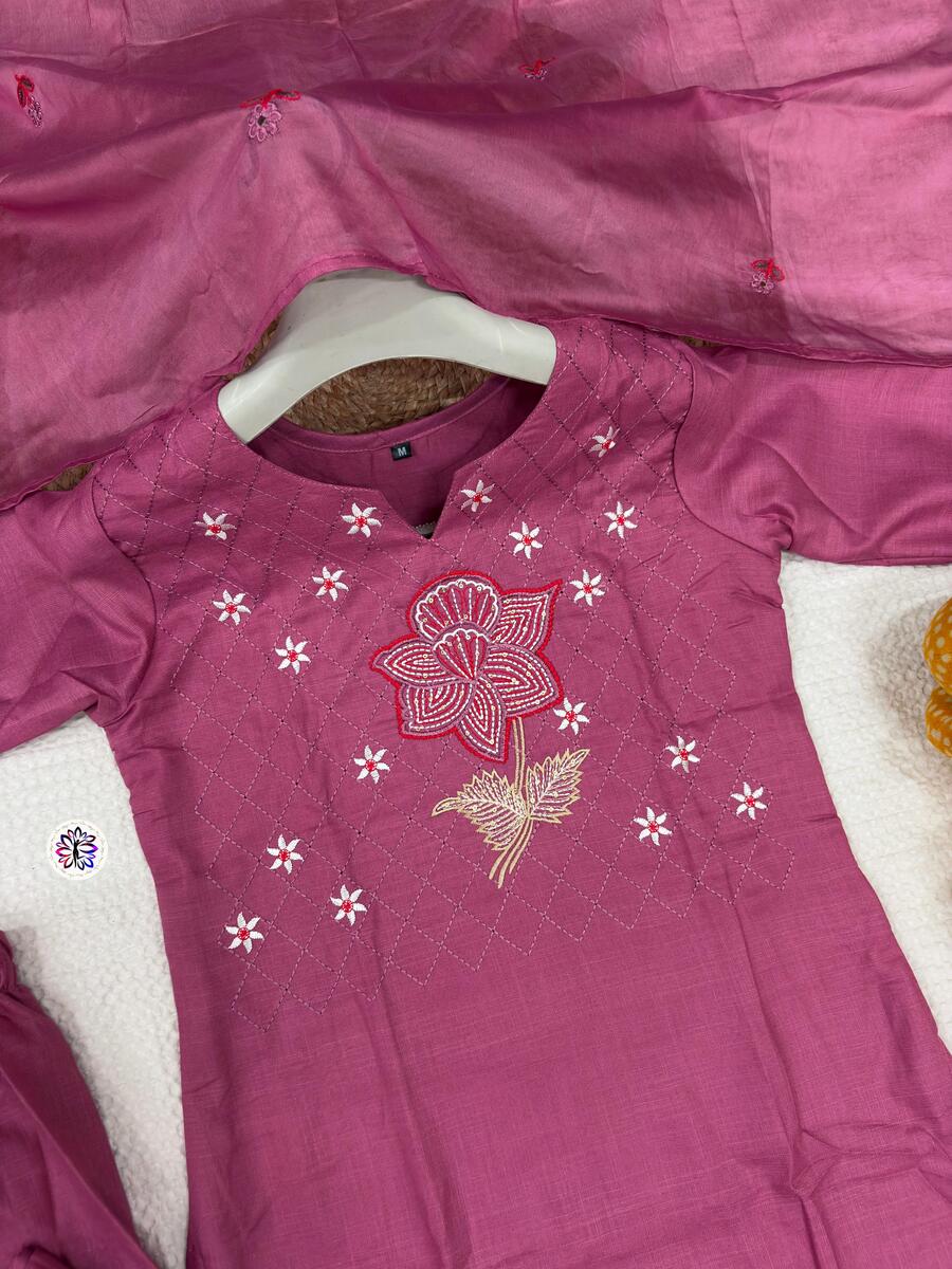 ATTRACTIVE COTTON EMBROIDERY WORK TOP BOTTOM WITH DUPATTA TRADITIONAL WEAR WHOLESALE PRICE ETHNIC GARMENT (1)