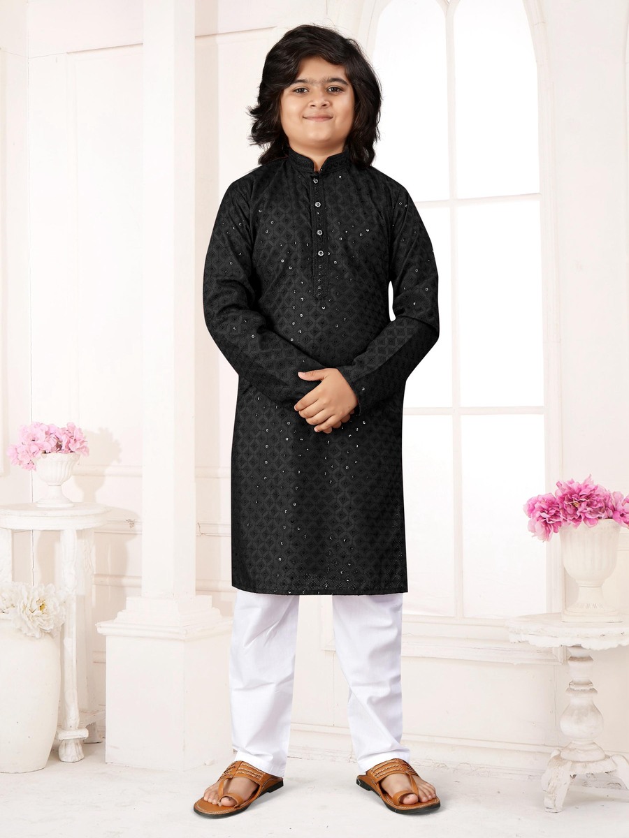 ATTRACTIVE COTTON RAYON CHIKANKARI WORK KID'S KURTA PAYJAMA FESTIVAL WEAR WHOLESALE PRICE ETHNIC GARMENT (5)