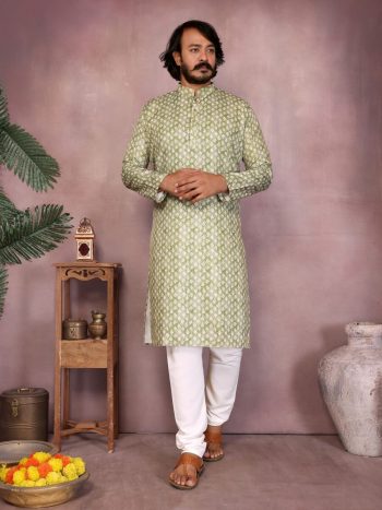 ATTRACTIVE COTTON SEQUENCE WORK AND PRINT WORK KURTA WITH PAYJAMA PISTA