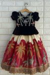ATTRACTIVE GEORGETTE EMBROIDERY SEQUENCE WORK KID'S TOP  LEHENGA RED